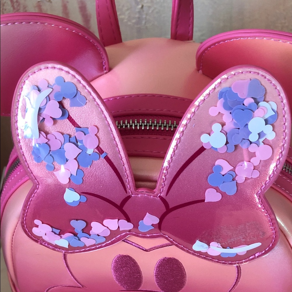 Loungegly Disney Minnie Mouse Pink Confetti mini Backpack Hard Tag New! - Picture 8 of 13
